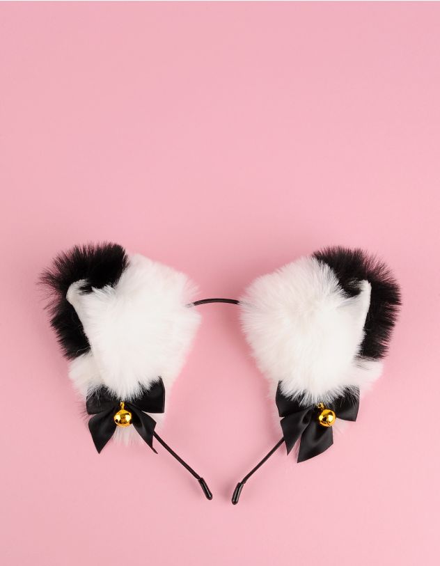 Обідок для волосся з хутряними вушками та бантами | 254504-01-XX - A-SHOP