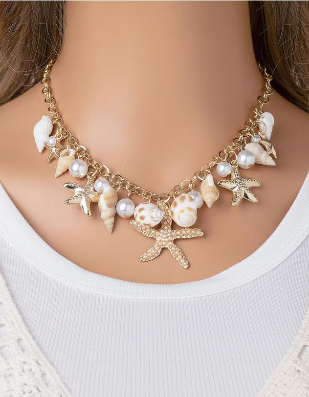 Підвіска на шию з мушлями та перлинами | 266349-04-XX - A-SHOP