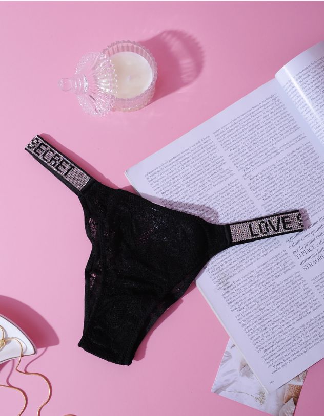 Трусики мереживні зі стразами | 259690-02-02 - A-SHOP