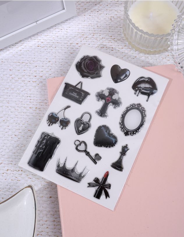 Стікери у наборі із зображенням хреста та сердець з квіткою | 264626-02-XX - A-SHOP