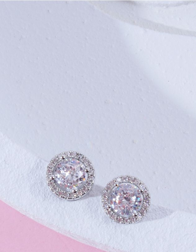 Сережки пусети з кристалом | 264277-05-XX - A-SHOP