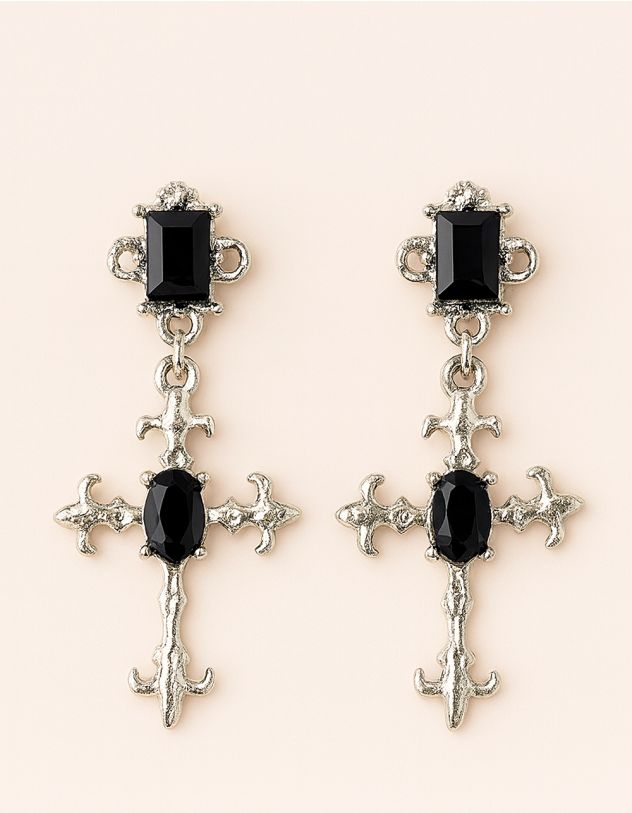 Сережки довгі у вигляді хреста | 265030-07-XX - A-SHOP