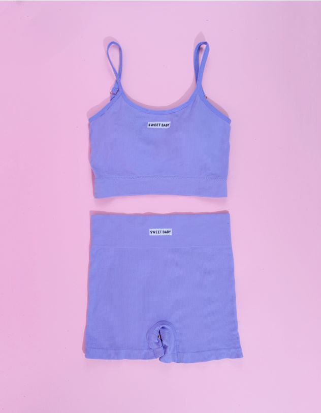 Комплект топ з шортами у рубчик | 261443-35-22 - A-SHOP