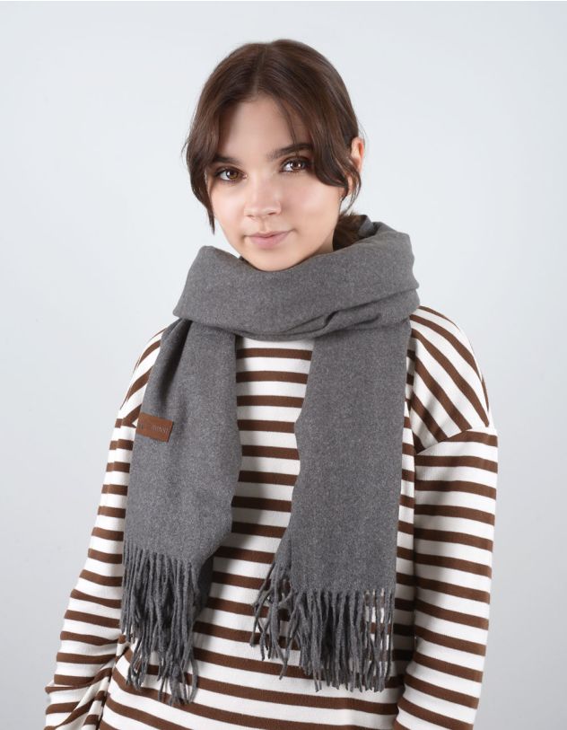 Палантин однотонний з китицями | 241857-28-XX - A-SHOP