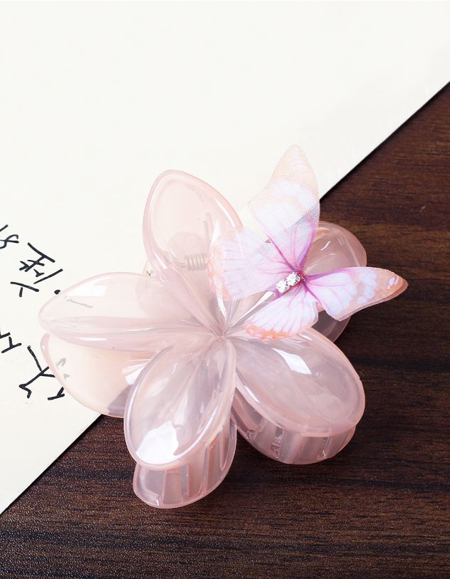 Заколка для волосся крабік у вигляді квітки з метеликом | 265998-44-XX - A-SHOP