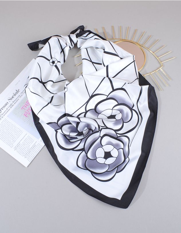 Хустка на шию з принтом квітів | 264195-01-XX - A-SHOP