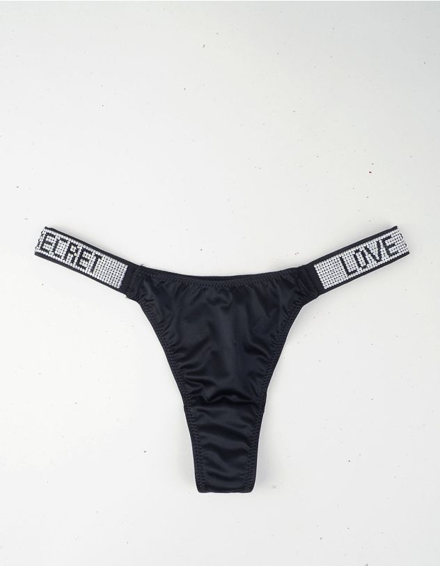 Трусики жіночі стрінги з написом зі страз | 253229-02-03 - A-SHOP