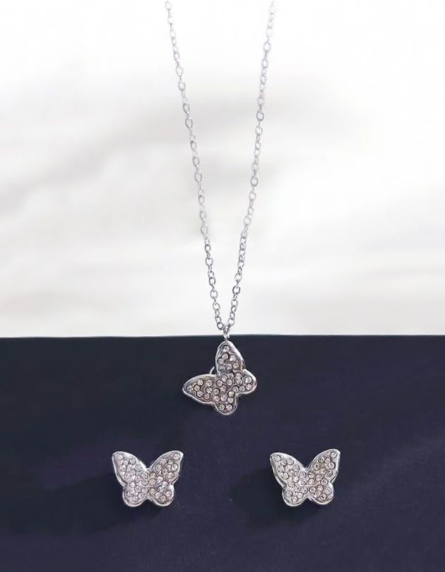 Комплект із підвіски на шию та сережок у вигляді метелика | 265816-05-XX - A-SHOP