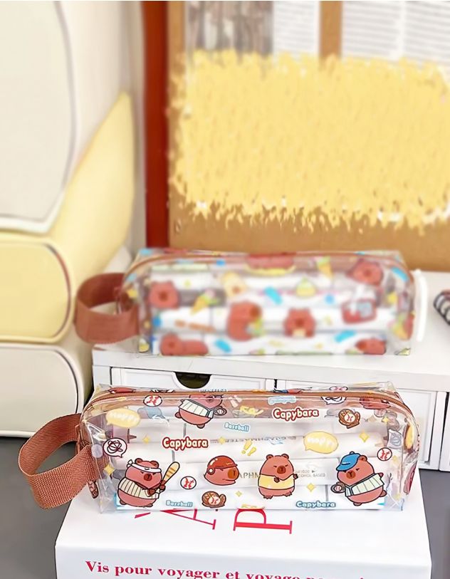 Пенал з брелоком та принтом капібари | 264006-33-XX - A-SHOP