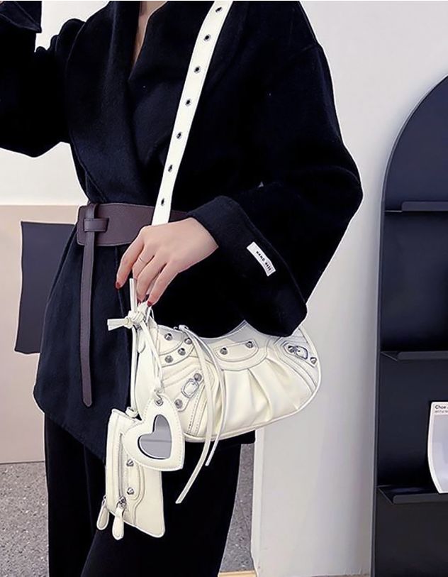 Сумка багет на плече з гаманцем та дзеркалом у вигляді серця | 257919-01-XX - A-SHOP