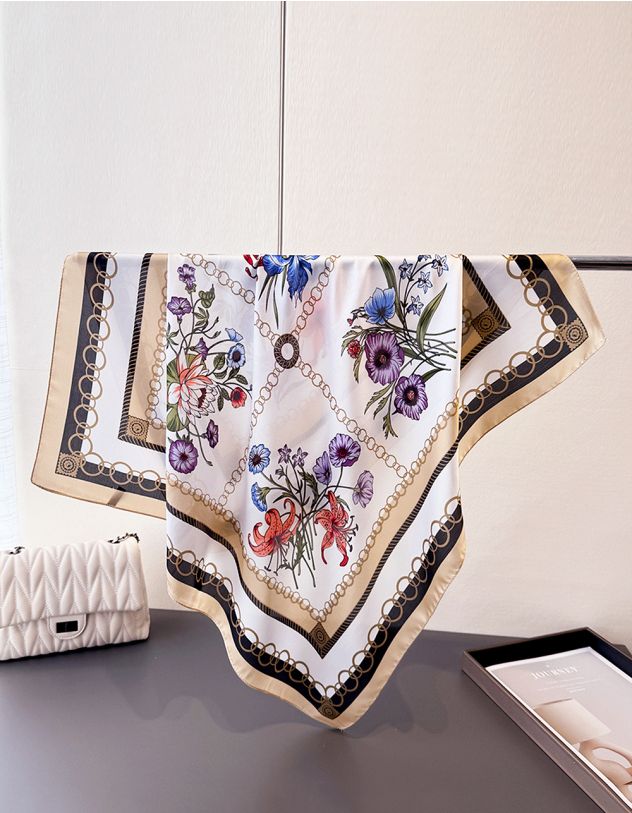 Хустка на шию з квітковим принтом | 265380-22-XX - A-SHOP