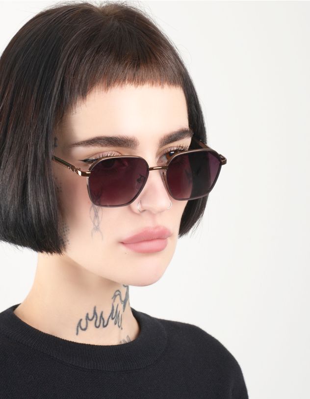 Окуляри сонцезахисні шестикутники з тонкими дужками | 259051-12-XX - A-SHOP