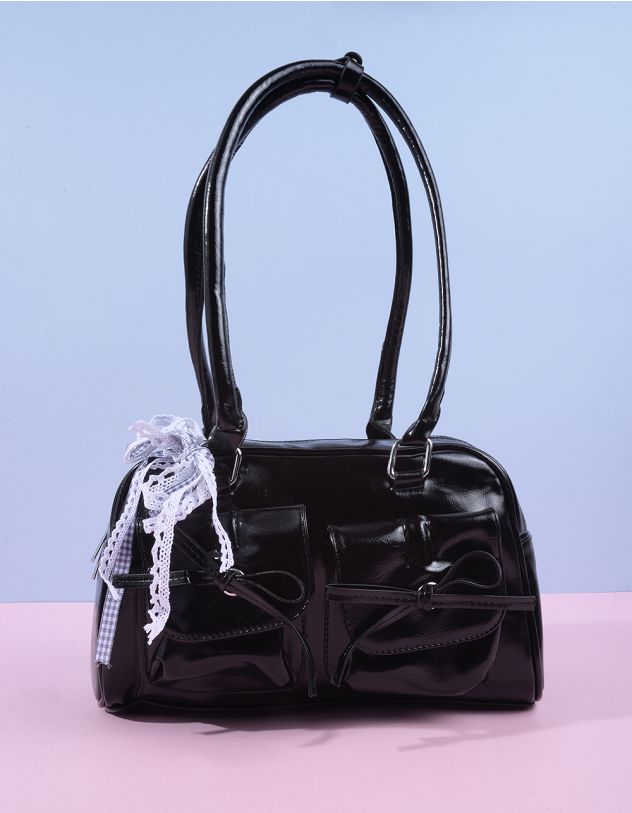 Сумка на плече з бантом у клітинку | 264243-02-XX - A-SHOP