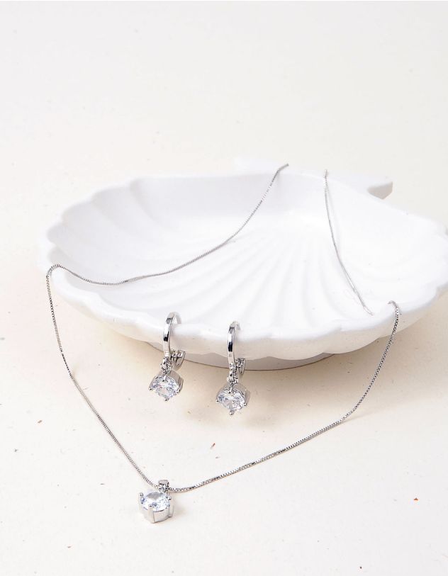 Комплект із підвіски на шию та сережок зі стразами | 253633-06-XX - A-SHOP