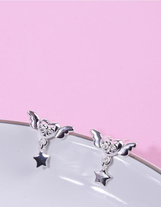 Сережки у вигляді серця з зіркою та крилами | 266964-05-XX - A-SHOP
