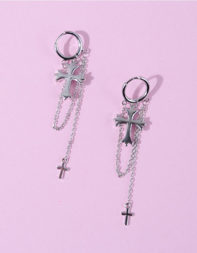 Сережки довгі з хрестами на ланцюжку | 262626-05-XX - A-SHOP