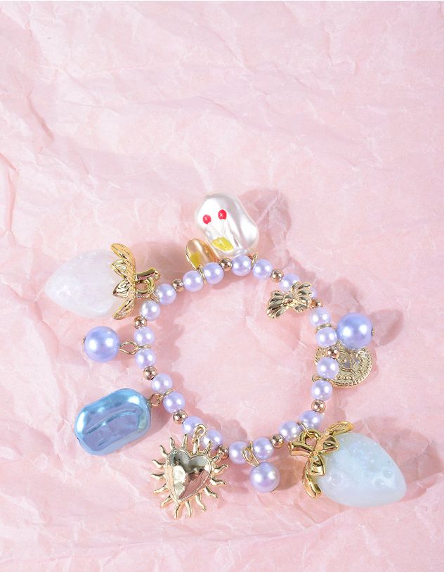 Браслет на руку із перлин з серцем та полуницею | 266855-21-XX - A-SHOP