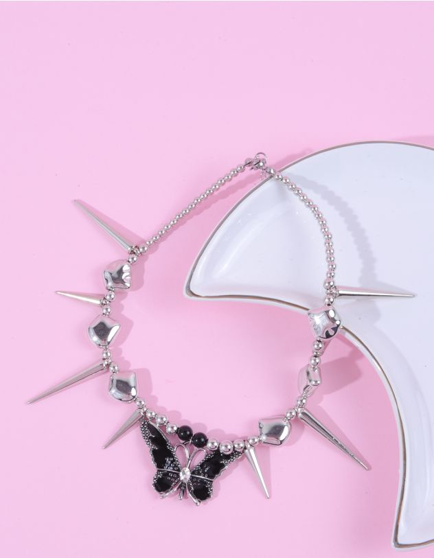Чокер на шию з метеликом та шипами | 263117-07-XX - A-SHOP