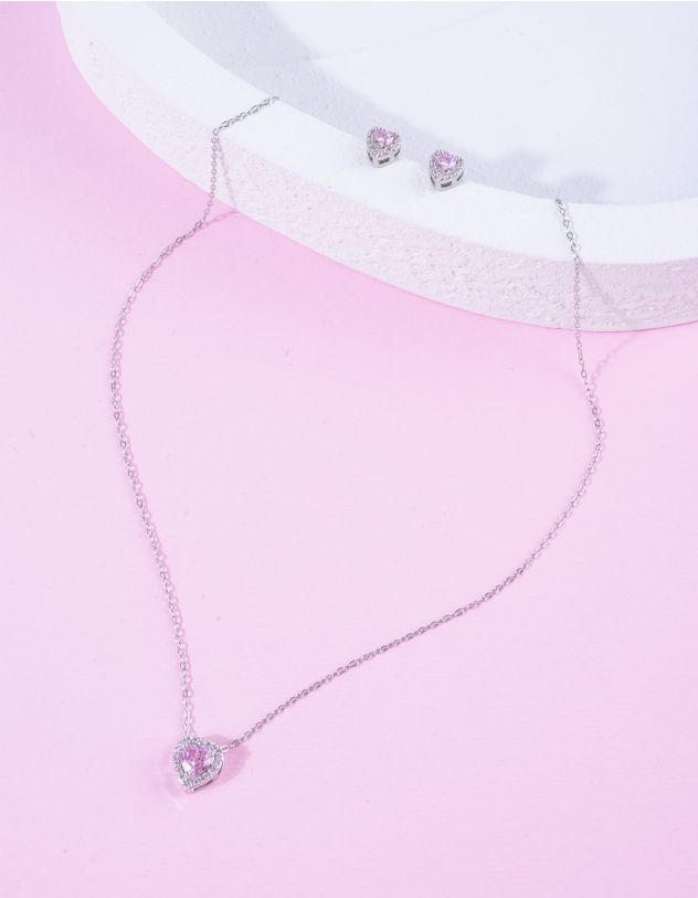 Комплект із підвіски на шию з кулоном у вигляді серця та сережок | 265260-70-XX - A-SHOP