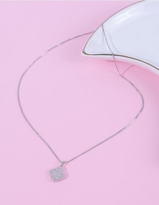 Підвіска на шию з кулоном у вигляді конюшини у стразах | 258291-07-XX - A-SHOP