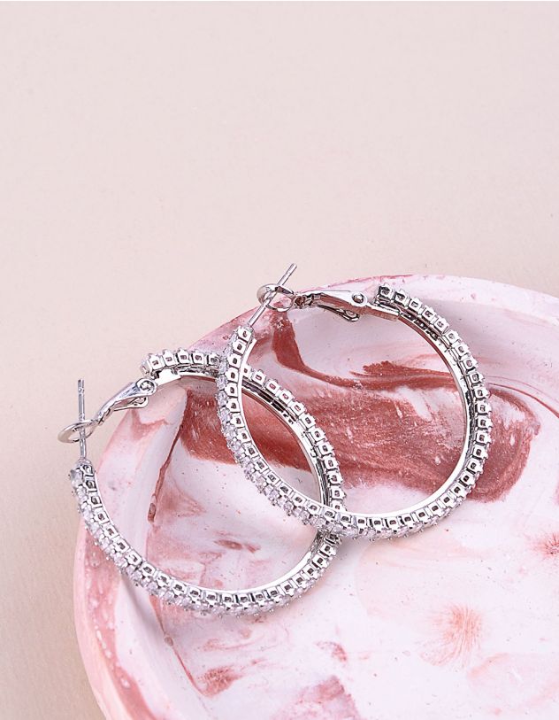 Сережки кільця декоровані стразами | 258028-06-XX - A-SHOP