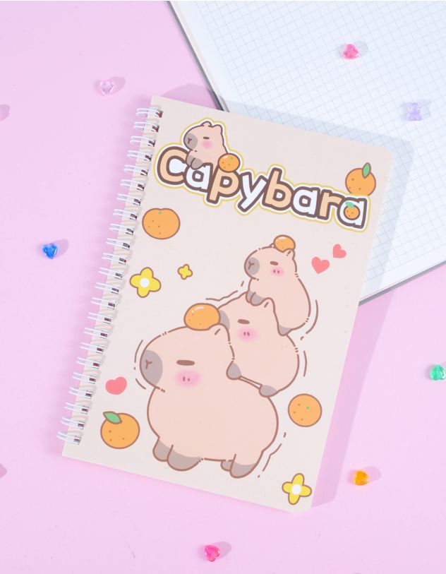 Блокнот у лінію з принтом капібари | 263554-22-XX - A-SHOP