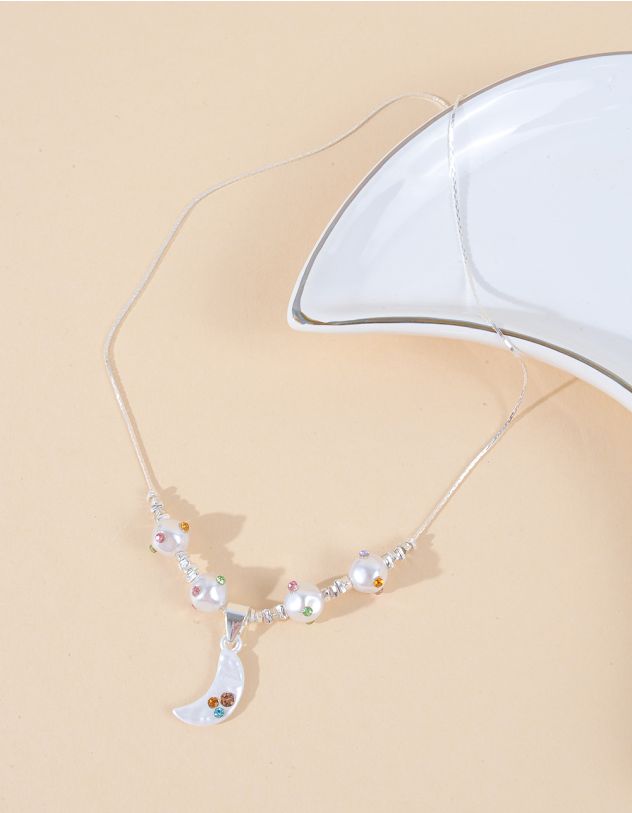 Підвіска на шию з кулоном у вигляді півмісяця з перлинами | 263881-05-XX - A-SHOP