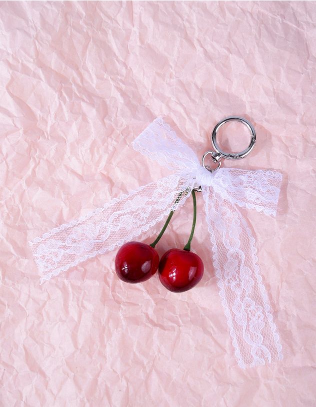 Брелок на сумку у вигляді мереживного банта з вишнями | 265818-01-XX - A-SHOP