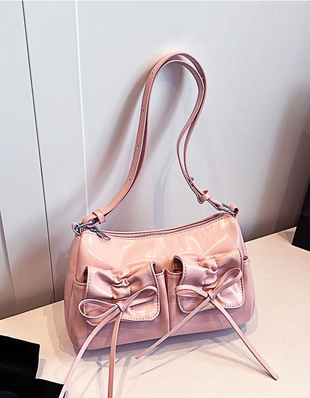 Сумка багет з бантом на кишені | 265310-14-XX - A-SHOP