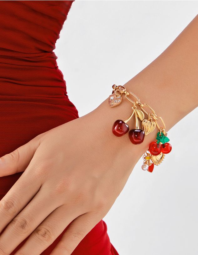 Браслет на руку із ланцюжка з вишнями | 266341-55-XX - A-SHOP