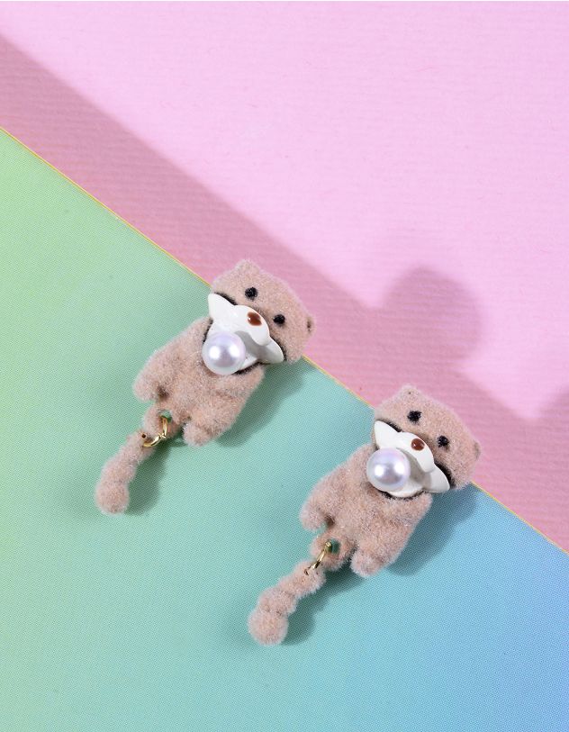 Сережки у вигляді видри з перлиною | 263375-22-XX - A-SHOP