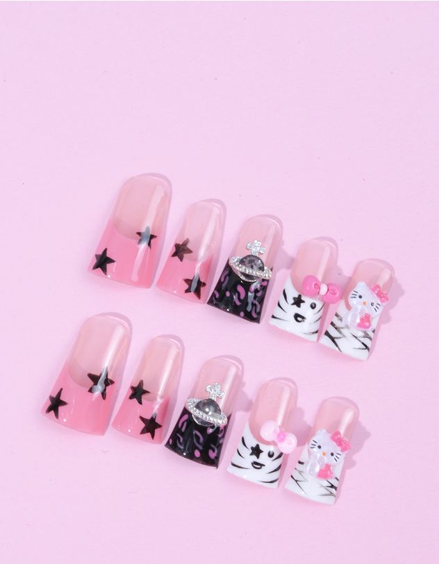 Нігті накладні з Сатурном та Кітті з бантом | 262694-21-01 - A-SHOP