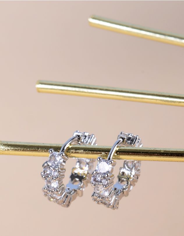 Сережки кільця з кристалом | 265768-05-XX - A-SHOP