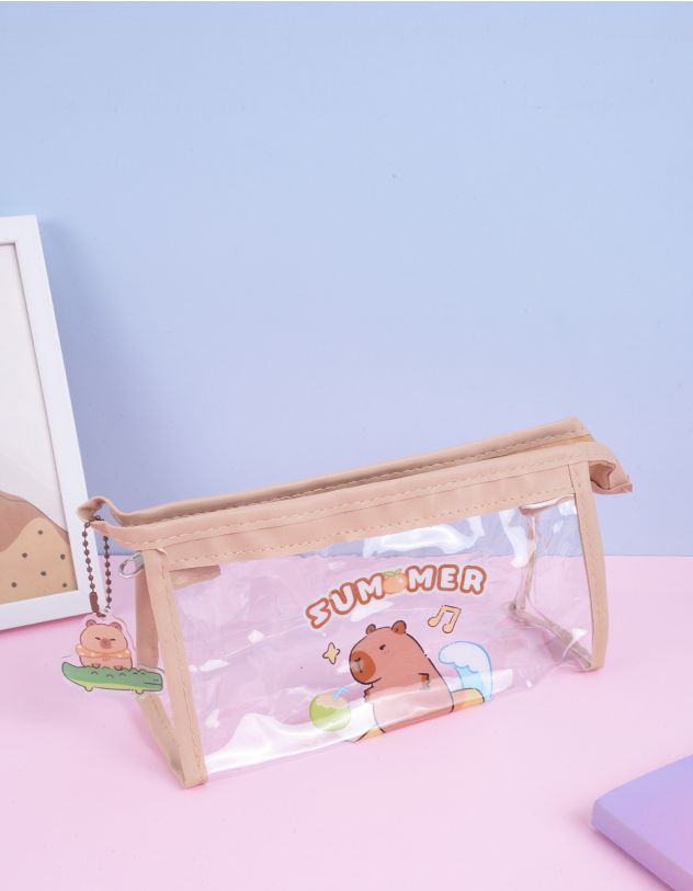 Пенал з брелоком та принтом капібари | 263997-39-XX - A-SHOP