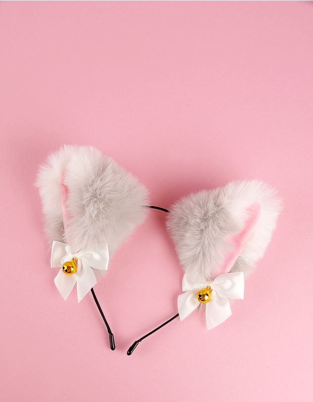Обідок для волосся з хутряними вушками та бантами | 254504-11-XX - A-SHOP