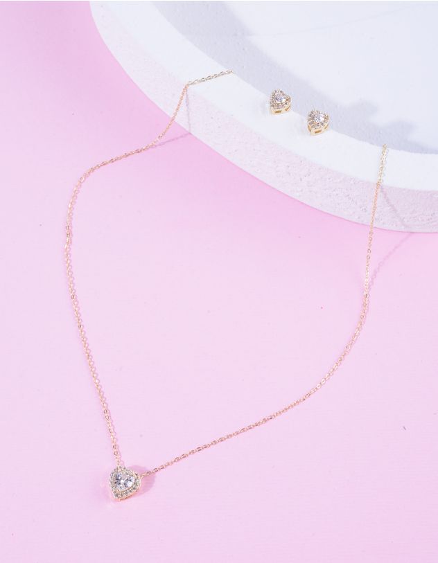 Комплект із підвіски на шию з кулоном у вигляді серця та сережок | 265260-04-XX - A-SHOP