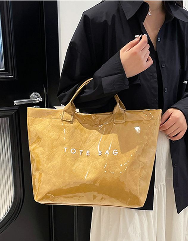 Сумка шопер лакова з написом | 267524-34-XX - A-SHOP