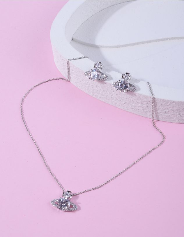 Комплект із підвіски та сережок у вигляді Сатурна | 265863-05-XX - A-SHOP