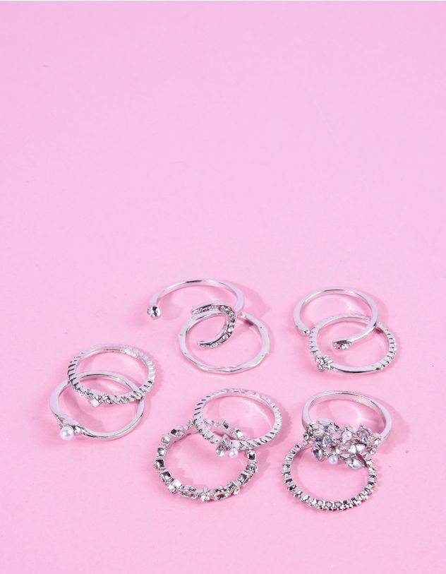 Кільця у наборі з півмісяцем та серцями | 265596-05-XX - A-SHOP