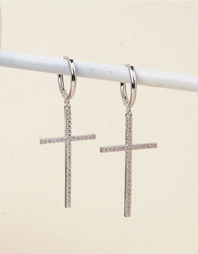 Сережки у вигляді хрестів зі стразами | 255393-06-XX - A-SHOP