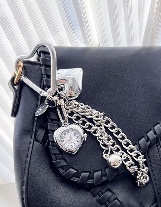 Брелок на сумку годинник у вигляді серця з ланцюжком | 267651-05-XX - A-SHOP