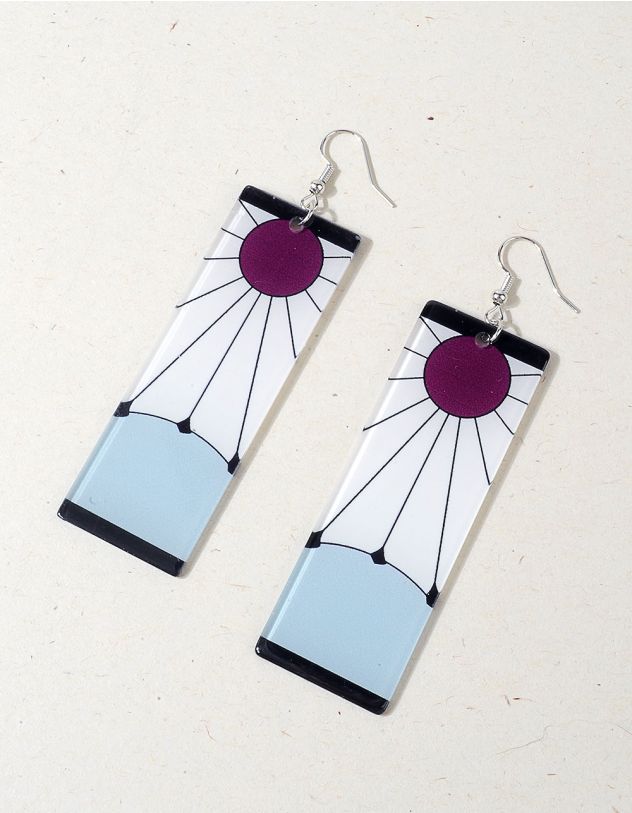 Сережки довгі з принтом сонця | 254697-21-XX - A-SHOP