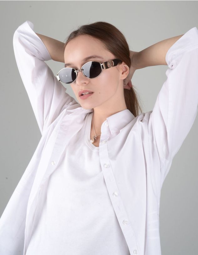 Окуляри сонцезахисні шестикутники з фурнітурою на дужках | 254573-02-XX - A-SHOP