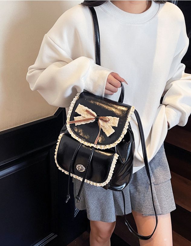 Рюкзак з бантом на клапані та мереживом | 265456-02-XX - A-SHOP