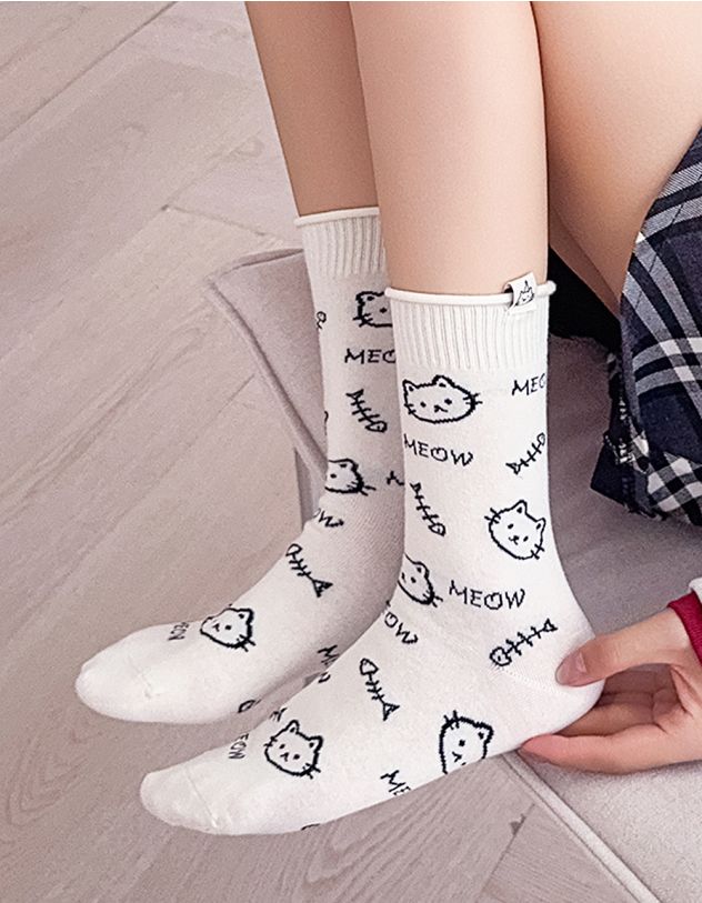 Шкарпетки з принтом котика | 266249-01-XX - A-SHOP
