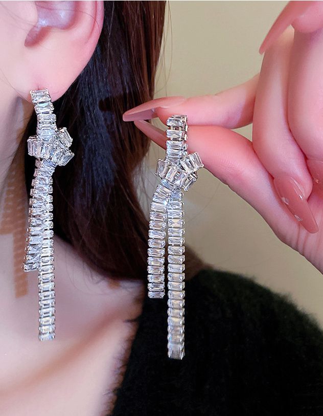 Сережки довгі зі страз | 268001-05-XX - A-SHOP