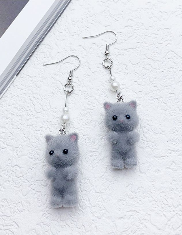 Сережки у вигляді котика з перлинами | 266081-11-XX - A-SHOP