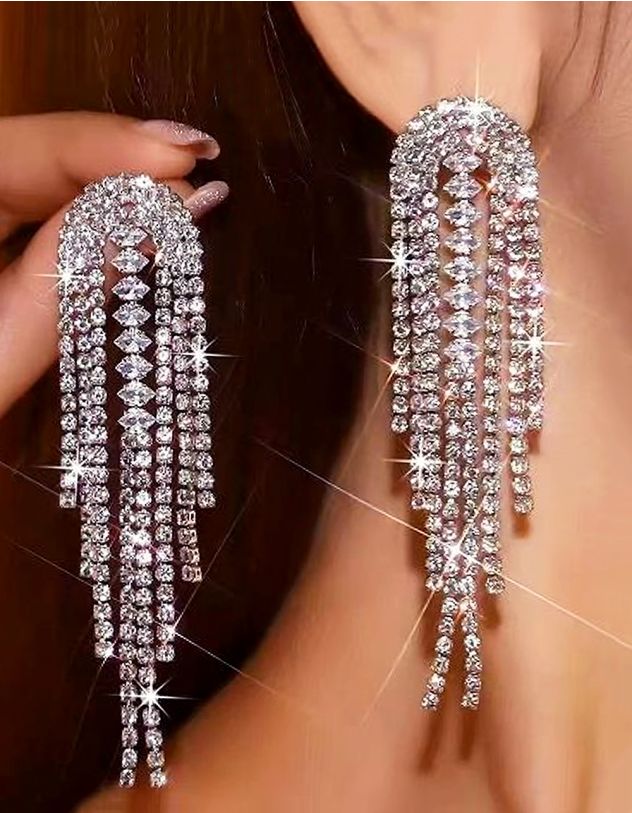 Сережки довгі зі страз | 268579-05-XX - A-SHOP