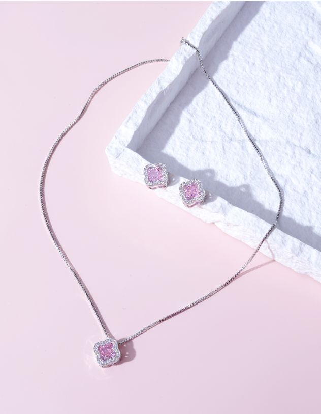 Комплект із підвіски на шию та сережок у вигляді конюшини | 262379-70-XX - A-SHOP