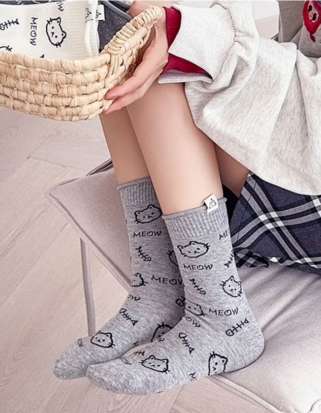 Шкарпетки з принтом котика | 266249-29-XX - A-SHOP